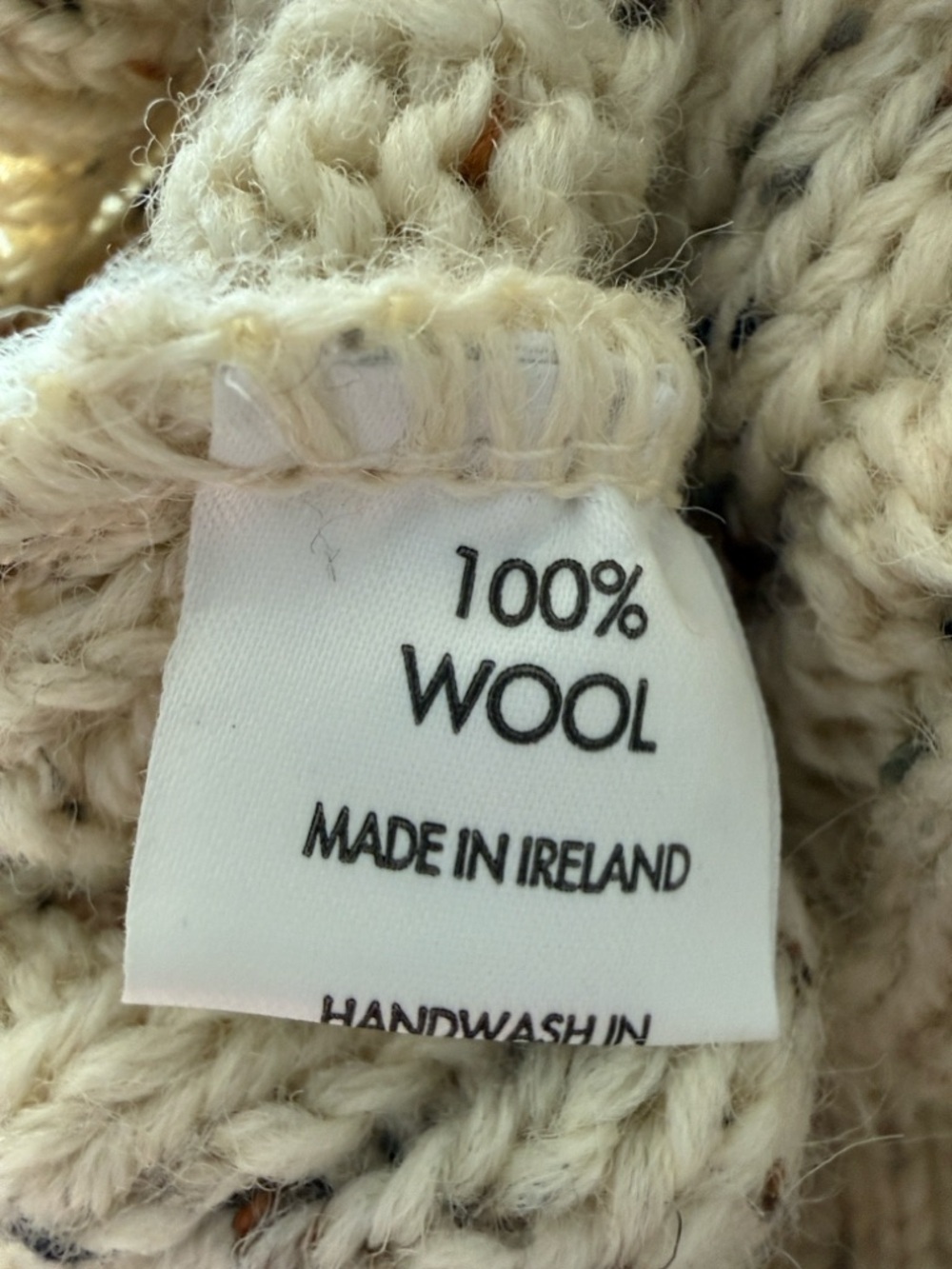 Aran Crafts Ireland Wool Cable Knit Sweater Fisherman Cream XL - Picture 4 of 6